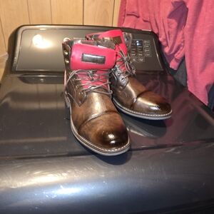 Men's Brown and Red Leather Boots 10.5